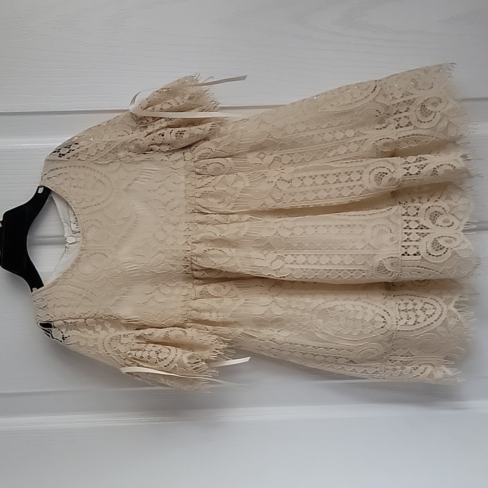 BOUTIQUE TRISH‎ SCULLY Sz 6 12 Months Neutral Beige Portrait Dress Party Lace